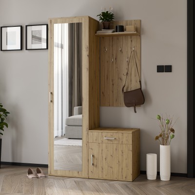 Masseno Garderobe-Set VENTO 100/180,5/35 cm Modern Garderobenschrank Eiche Artisan
