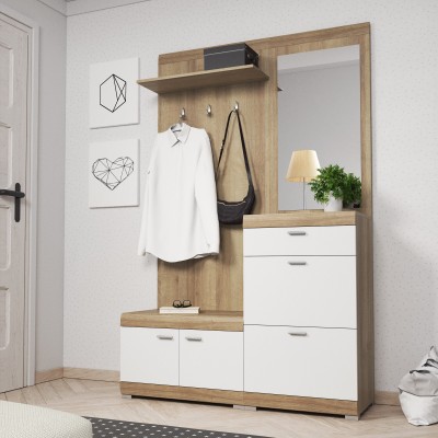 Masseno Garderobe-Set AURA 135/197/34 cm Modern Garderobenschrank Eichefarben