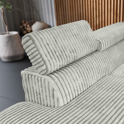 Ecksofa VELISS – Kordstoff – Farbe: Hellgrau
