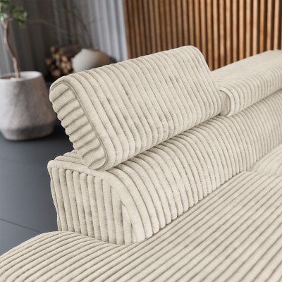 Ecksofa VELISS – Kordstoff – Farbe: Creme