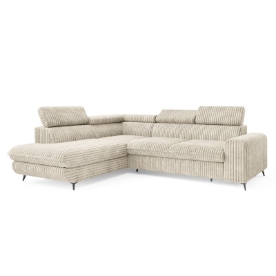 Ecksofa VELISS – Kordstoff – Farbe: Creme