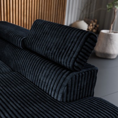 Ecksofa VELISS – Kordstoff – Farbe: Schwarz
