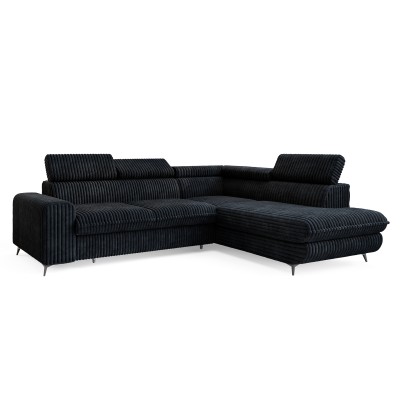 Ecksofa VELISS – Kordstoff – Farbe: Schwarz
