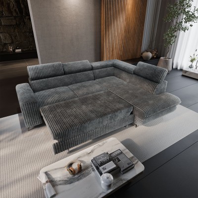 Ecksofa VELISS – Kordstoff – Farbe: Grau