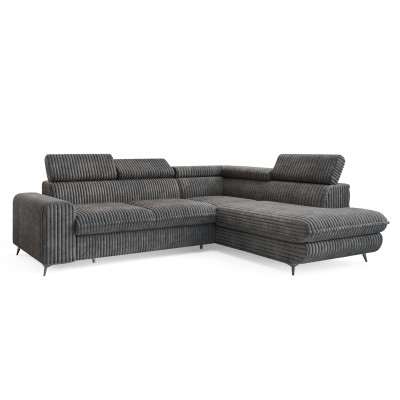 Ecksofa VELISS – Kordstoff – Farbe: Grau