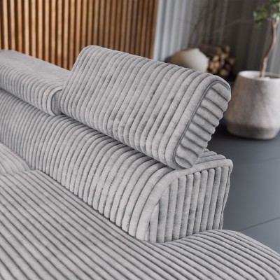 Ecksofa VELISS – Kordstoff – Farbe: Hellgrau