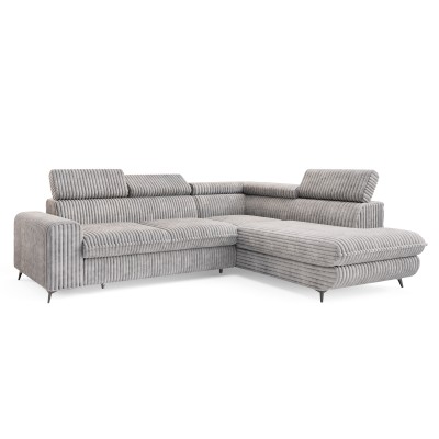 Ecksofa VELISS – Kordstoff – Farbe: Hellgrau