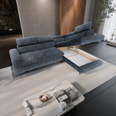 Ecksofa VELISS – Kordstoff – Farbe: Grau