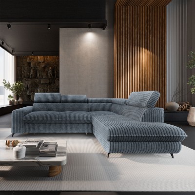 Ecksofa VELISS – Kordstoff – Farbe: Grau