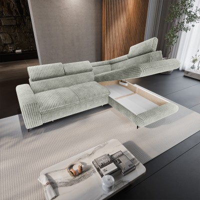 Ecksofa VELISS – Kordstoff – Farbe: Hellgrau
