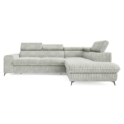 Ecksofa VELISS – Kordstoff – Farbe: Hellgrau