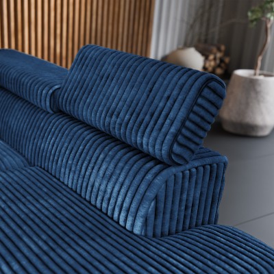 Ecksofa VELISS – Kordstoff – Farbe: Blau