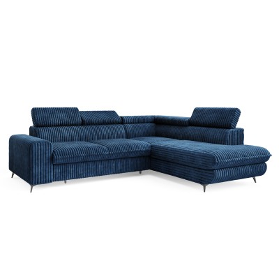 Ecksofa VELISS – Kordstoff – Farbe: Blau