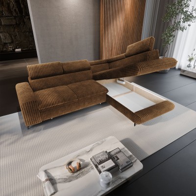 Ecksofa VELISS – Kordstoff – Farbe: Orange