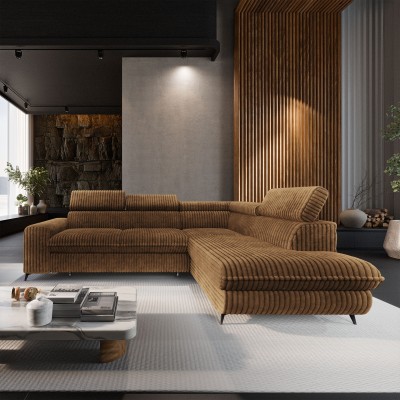 Ecksofa VELISS – Kordstoff – Farbe: Orange