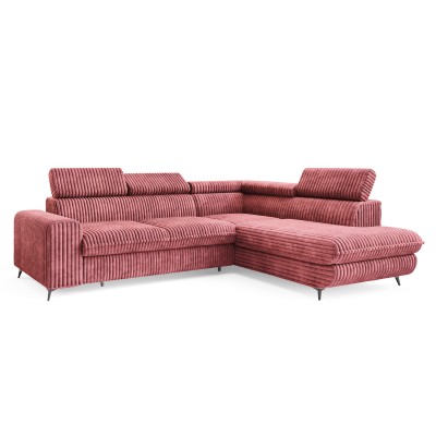 Ecksofa VELISS – Kordstoff – Farbe: Rosa