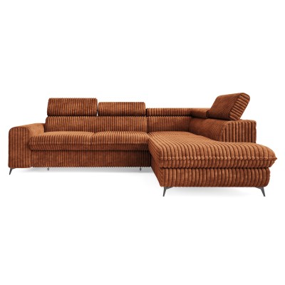 Ecksofa VELISS – Kordstoff – Farbe: Braun