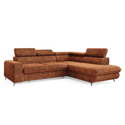 Ecksofa VELISS – Kordstoff – Farbe: Braun