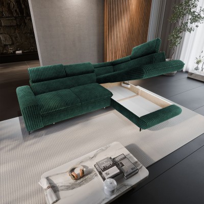 Ecksofa VELISS – Kordstoff – Farbe: Grün