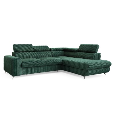 Ecksofa VELISS – Kordstoff – Farbe: Grün