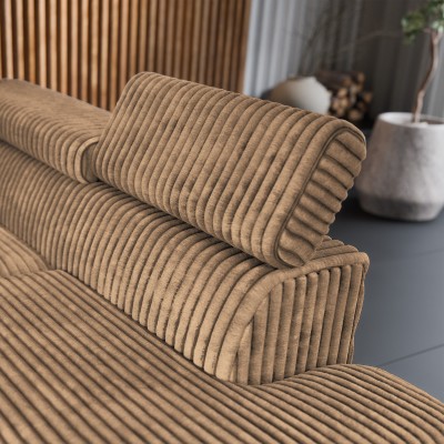 Ecksofa VELISS – Kordstoff – Farbe: Beige