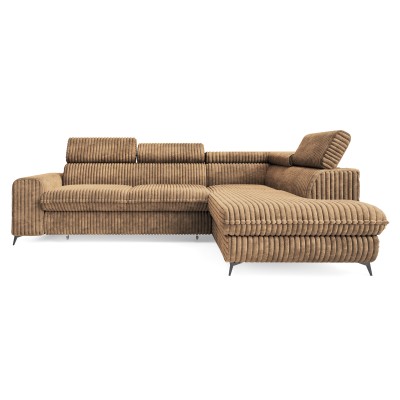 Ecksofa VELISS – Kordstoff – Farbe: Beige