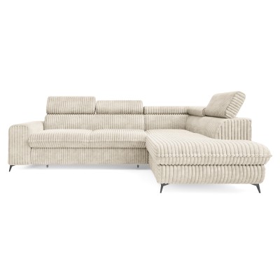 Ecksofa VELISS – Kordstoff – Farbe: Creme