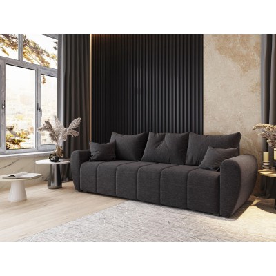 Masseno Sofa MADISON mit Schlaffunktion und Bettkasten, Ausziehbares Bettsofa - Grau, SAWANA 05