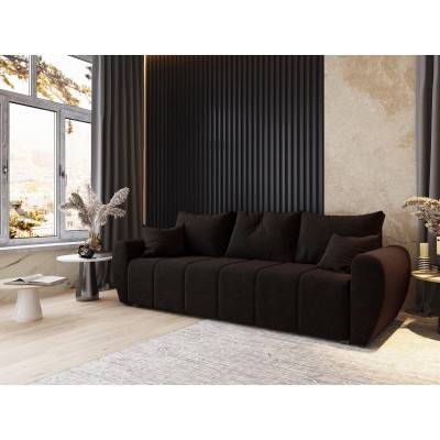 Masseno Sofa MADISON mit Schlaffunktion und Bettkasten, Ausziehbares Bettsofa - Braun, SAWANA 16