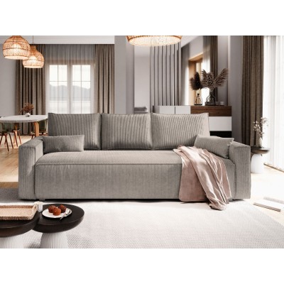 Masseno Sofa MENI mit Schlaffunktion und Bettkasten, Ausziehbares Bettsofa - Beige, POSO 02