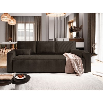 Masseno Sofa MENI mit Schlaffunktion und Bettkasten, Ausziehbares Bettsofa - Braun, POSO 06