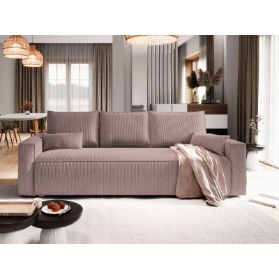 Masseno Sofa MENI mit Schlaffunktion und Bettkasten, Ausziehbares Bettsofa - Lila, POSO 130
