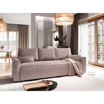 Masseno Sofa MENI mit Schlaffunktion und Bettkasten, Ausziehbares Bettsofa - Lila, POSO 130