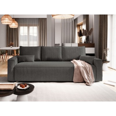 Masseno Sofa MENI mit Schlaffunktion und Bettkasten, Ausziehbares Bettsofa - Graphitfarben, POSO 34
