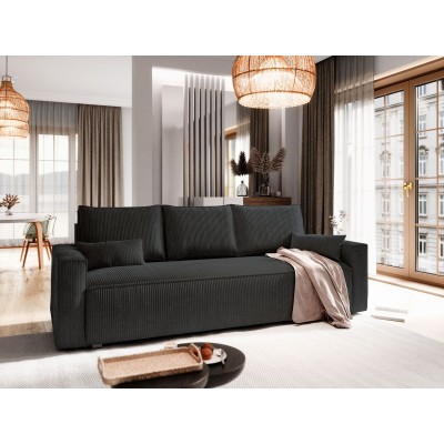 Masseno Sofa MENI mit Schlaffunktion und Bettkasten, Ausziehbares Bettsofa - Schwarz, POSO 135