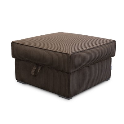FERA Corduroy Pouf, gepolstert mit braunem Stoff, bequeme Sitzfläche, aufklappbares Staufach