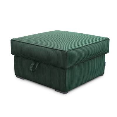 Bequemer Hocker mit Behälter - FERA - gepolstert mit Kordstoff in Flaschengrün