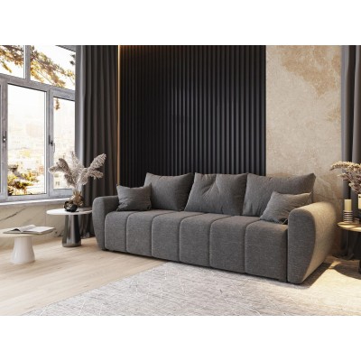 Masseno Sofa MADISON mit Schlaffunktion und Bettkasten, Ausziehbares Bettsofa - Hellgrau, SAWANA 21