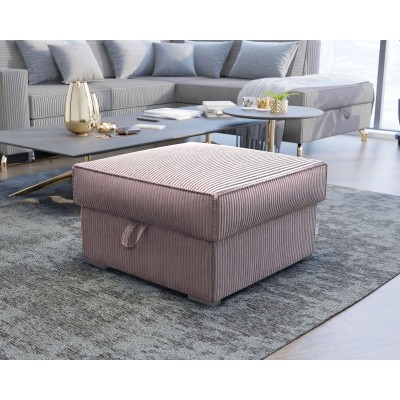 FERA - Stilvoller Hocker, gepolstert mit zeitlosem Cord in Puderrosa, mit Staufach