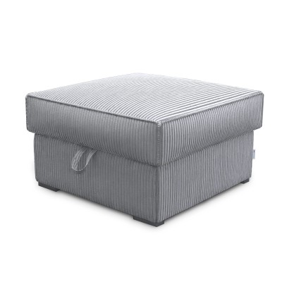 Bequemes und stilvolles FERA-Pouffe, integrierter Stauraum, gepolstert mit hellgrauem Kord