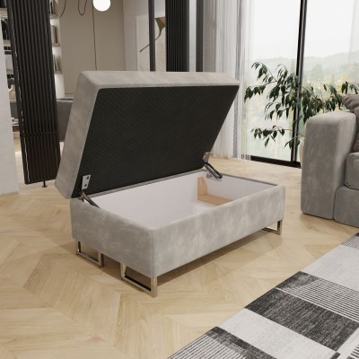 BARLET PUFA - bequemer Sitz, stilvolle Fußstütze für das Wohnzimmer, Ablage für kleine Gegenstände mit Automatik - cremefarben