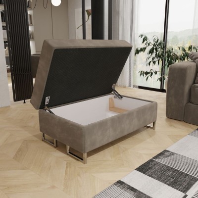 Polsterhocker - BARLET pouffe, bequemer Sitz mit Federn, gepolstert in Velours, eingebauter automatischer Aufbewahrungsbehälter