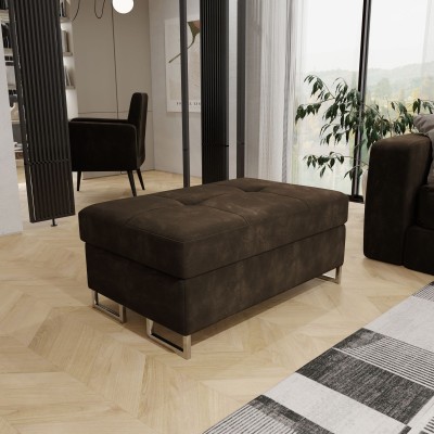 BARLET Pouffe in Braun, gepolstert mit weichem und strapazierfähigem Velours, der bequeme Sitz ersetzt einen Sessel und einen Ho