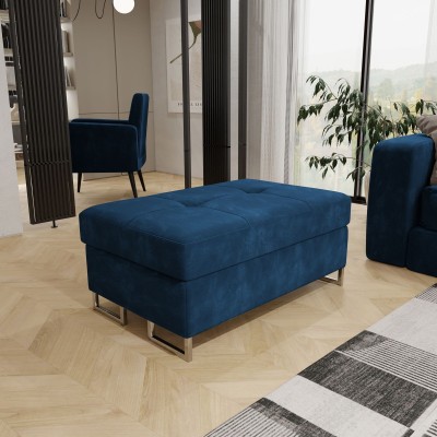 Hocker BARLET, gepolstert mit blauem Stoff Monolith 77